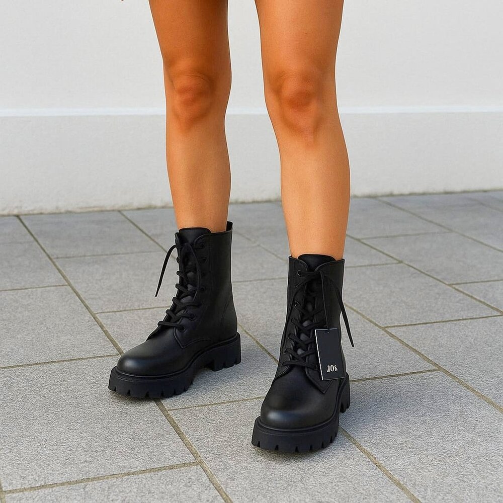 ZARA Black Chunky Combat Boots
